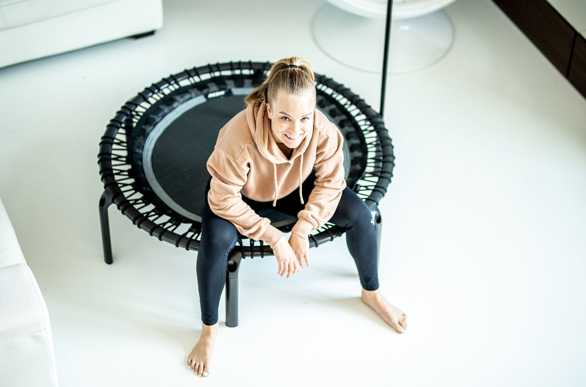 Cooling down after fitness trampoline exercising