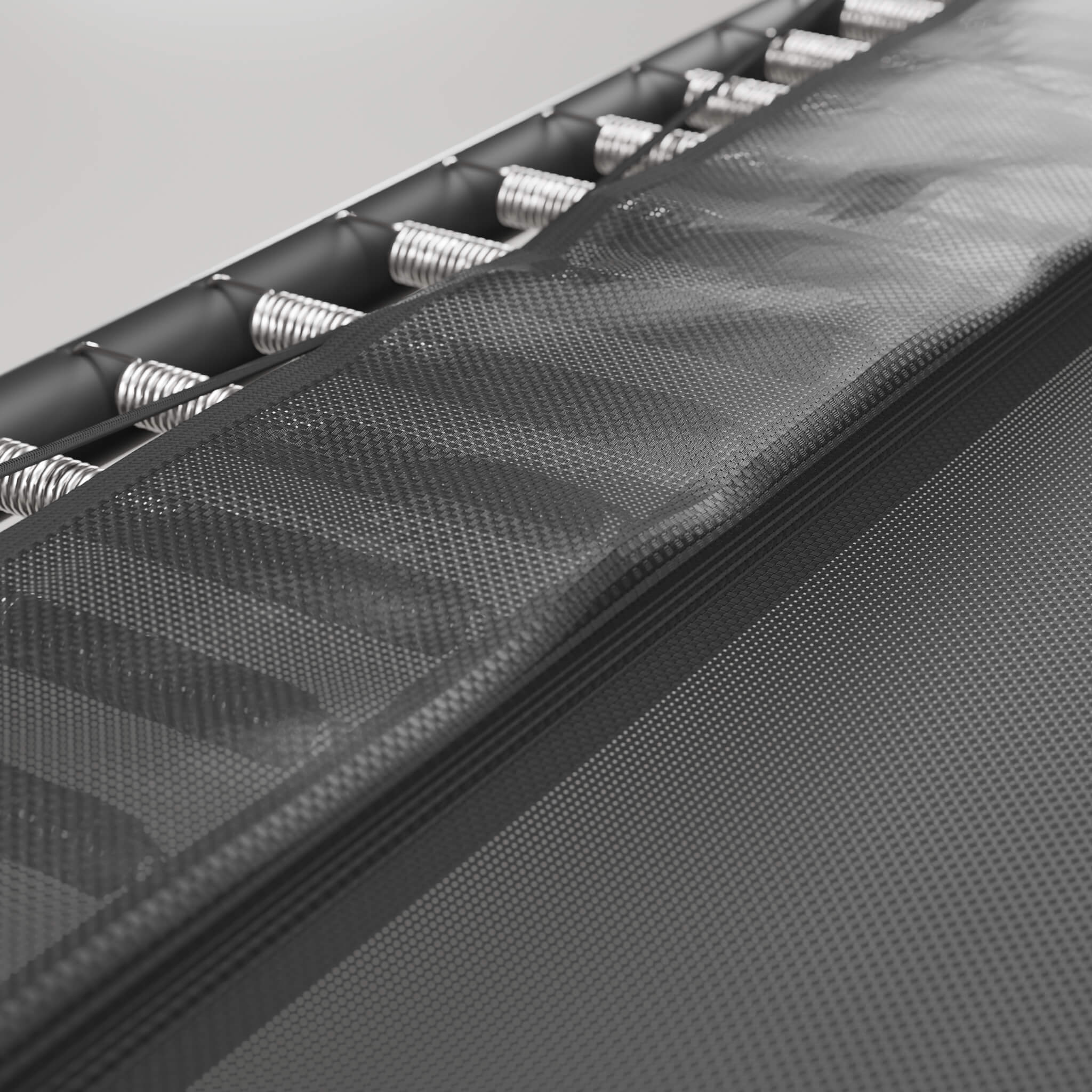 Detail of the skirt covering the springs of the Acon HD trampoline.