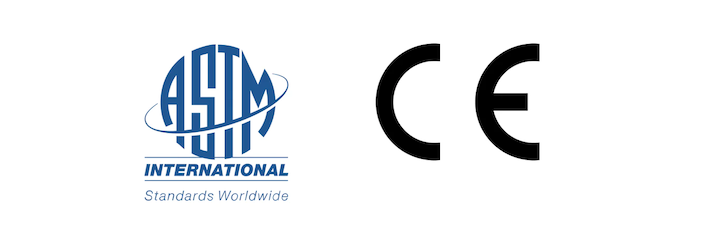 ASTM International Standards Worldwide and CE logos.