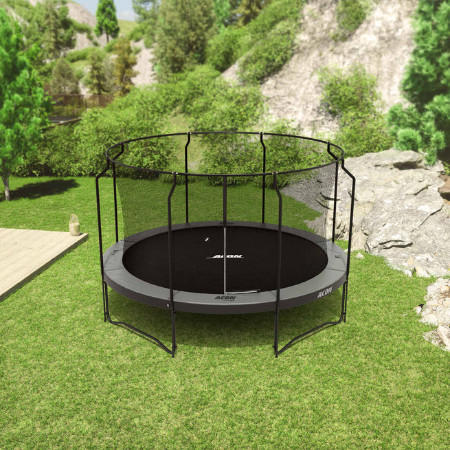 Round Acon trampoline 14ft Black Edition on a backyard
