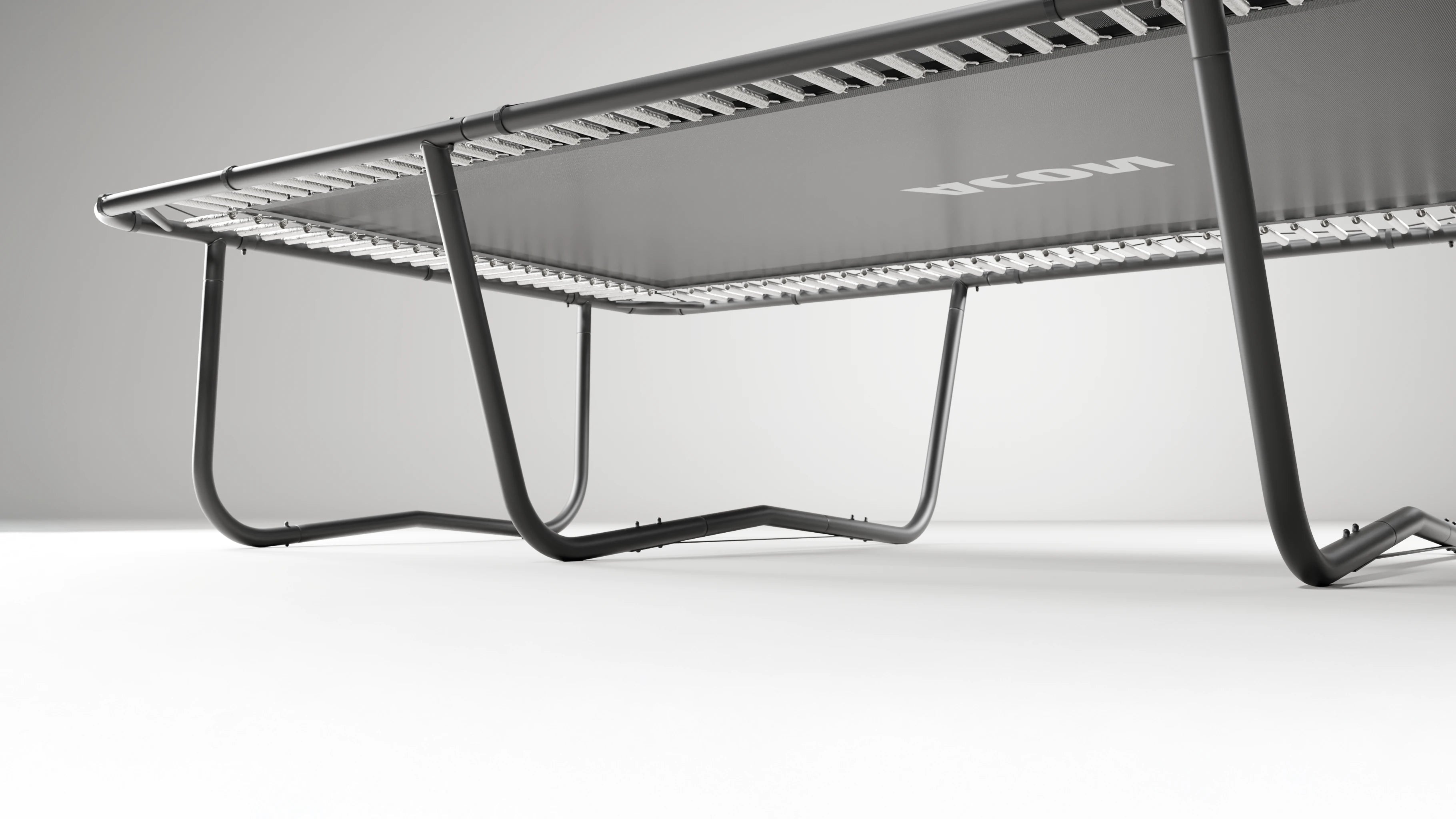 Acon 16 HD trampoline springs mounted, seen from below.