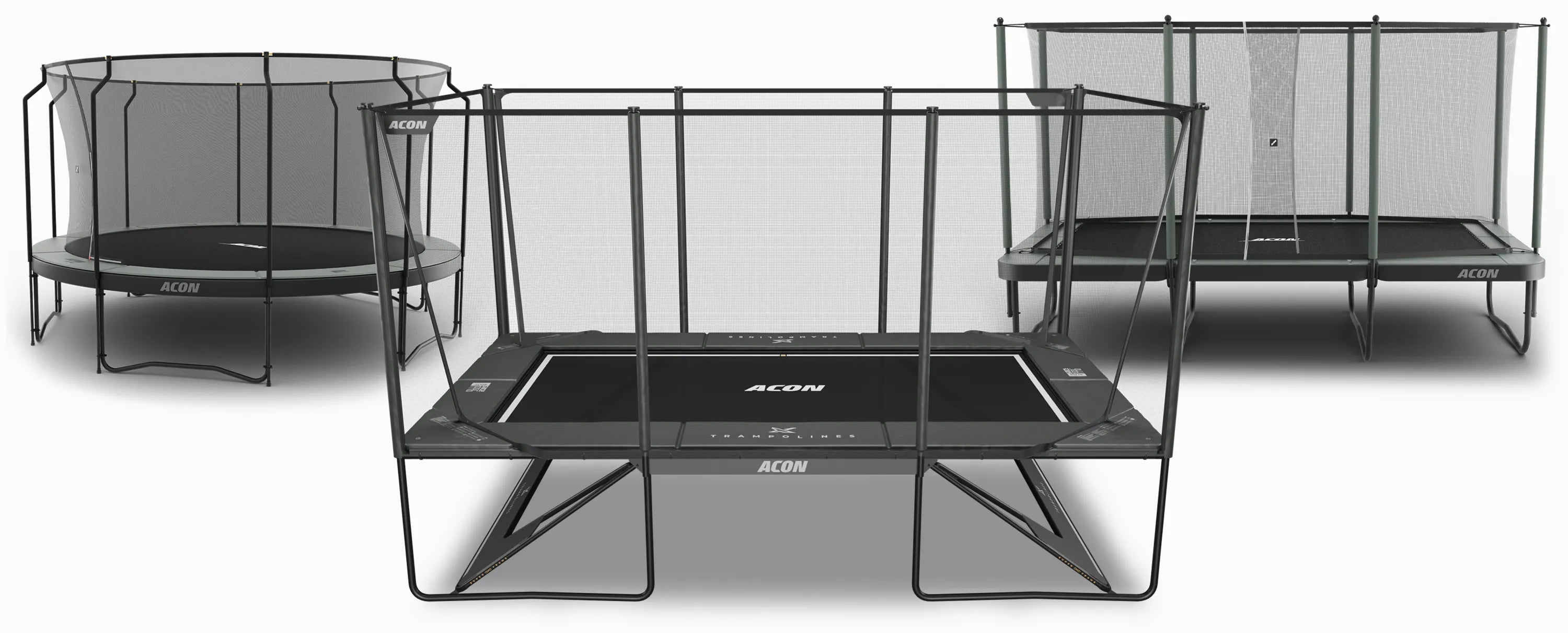 Acon Air Trampoline, Acon HD Trampoline and Acon X Trampoline.