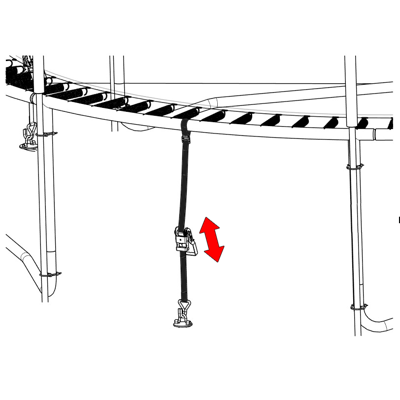 Drawing about trampoline anchor strap tightening