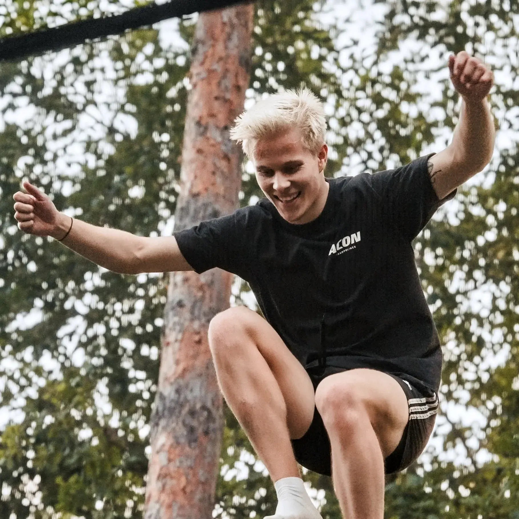Aleksi Sainio jumps on the Acon X Trampoline.