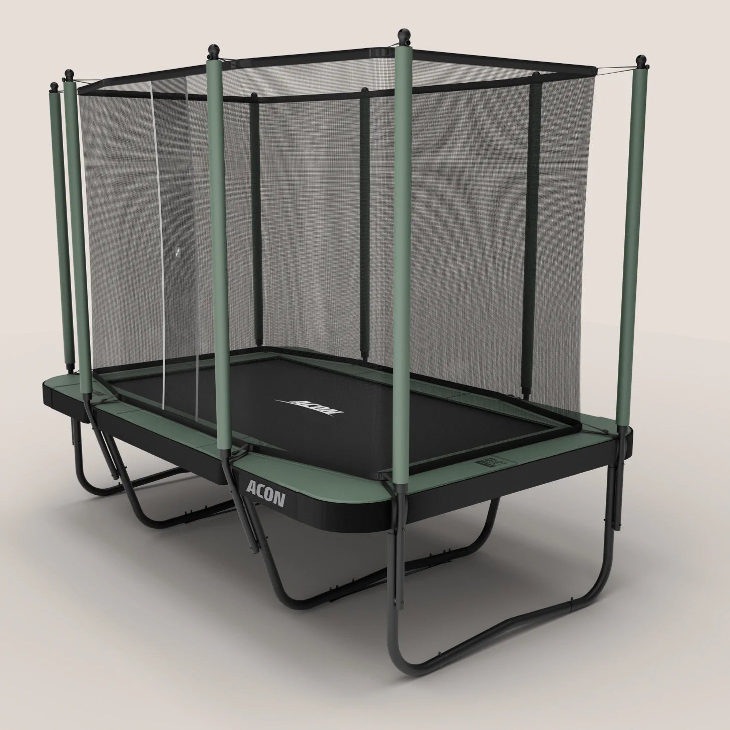 Acon Air 16 Sport HD trampoline with enclosure on a beige background.