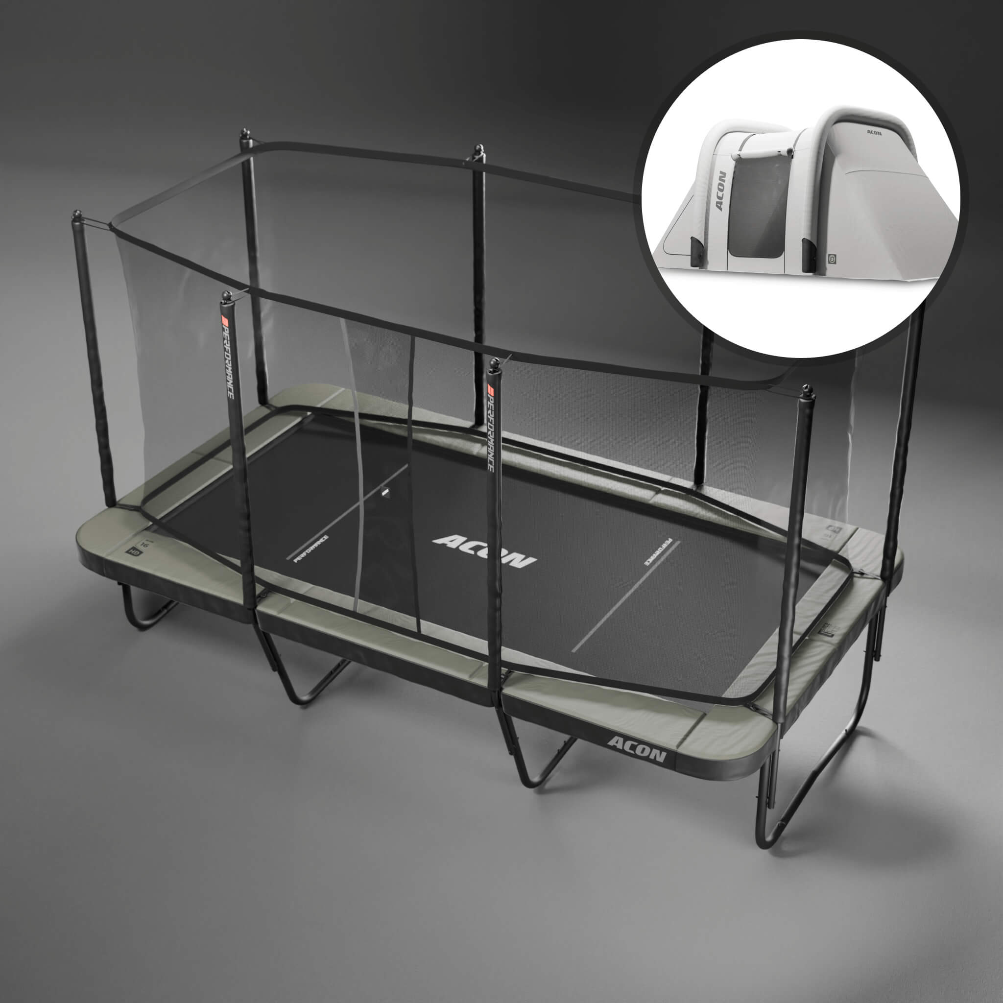 ACON 16 HD PRO Trampoline with Safety Net, ladder and Performance Springs + Weather Cover.