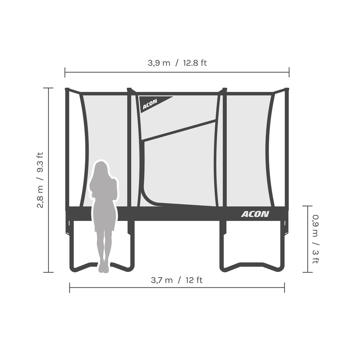 Acon AIR 12ft dimensions from side