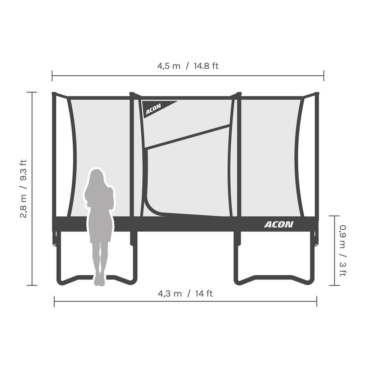 Acon AIR 14ft dimensions from side