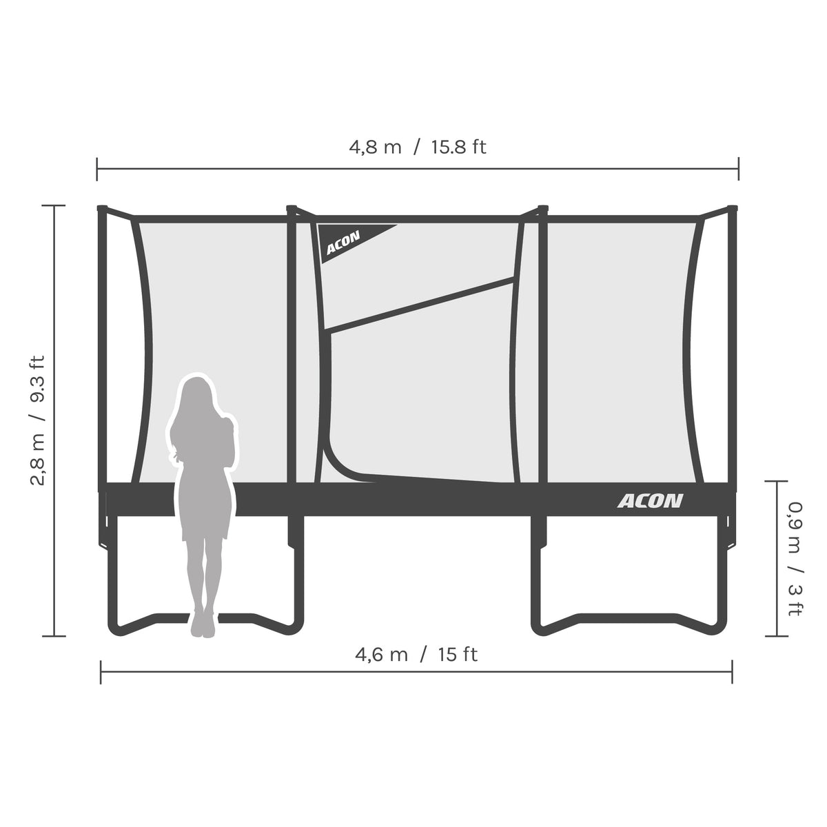 Acon AIR 15ft dimensions from side