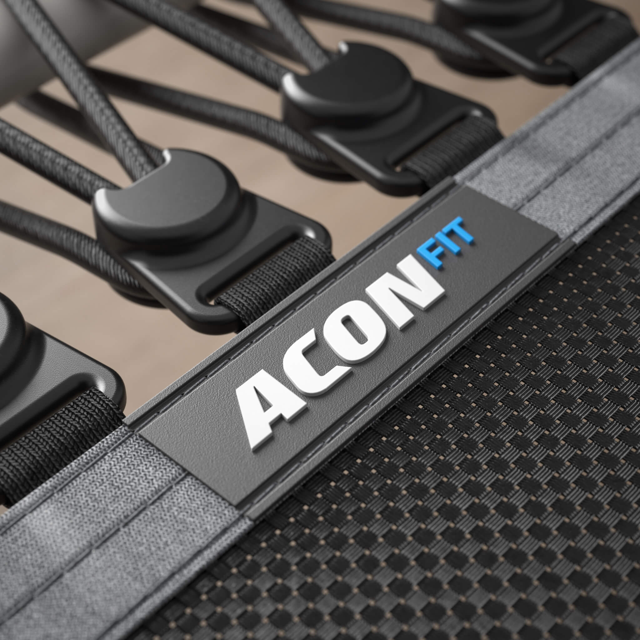 Detail of the bungee cord attachment on the Acon FIT rebounder.