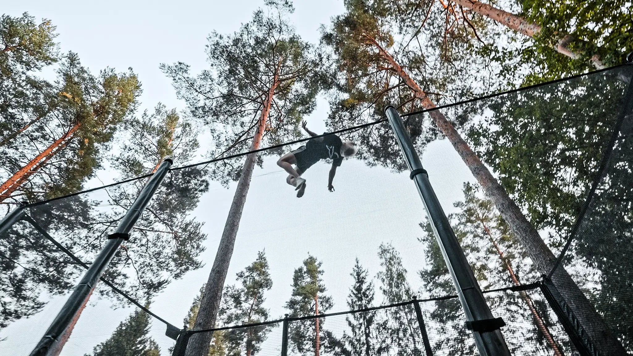 Aleksi Saino jumps on the Acon X Trampoline.