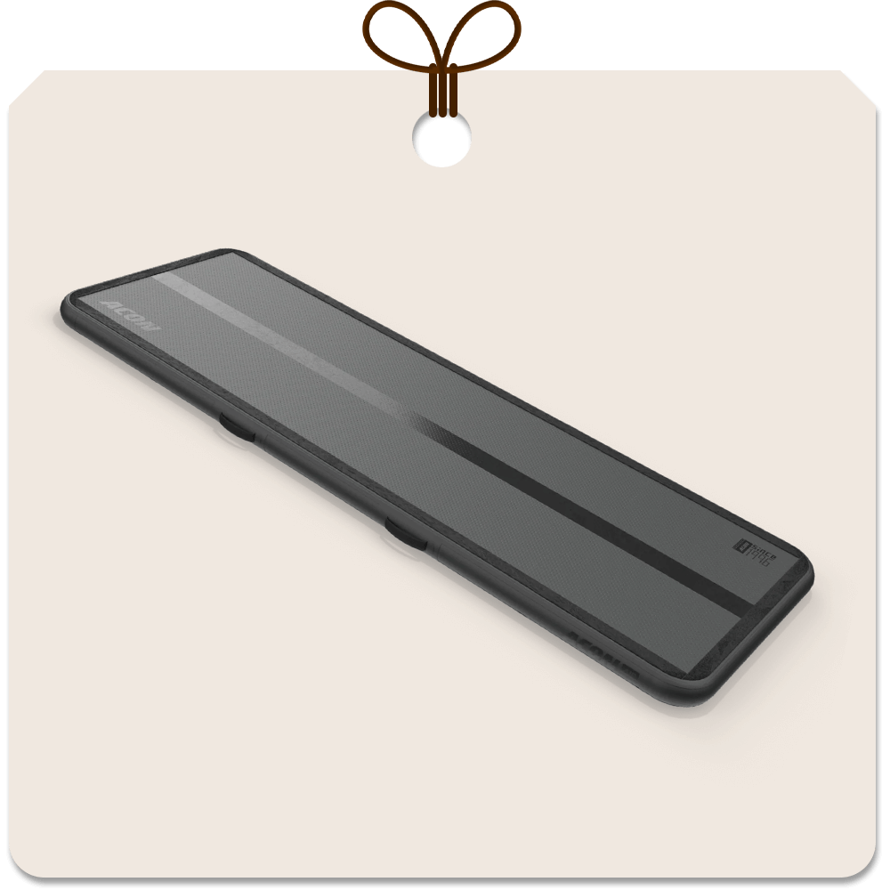 Gift package card with an image of Acon 10ft black airtrack.