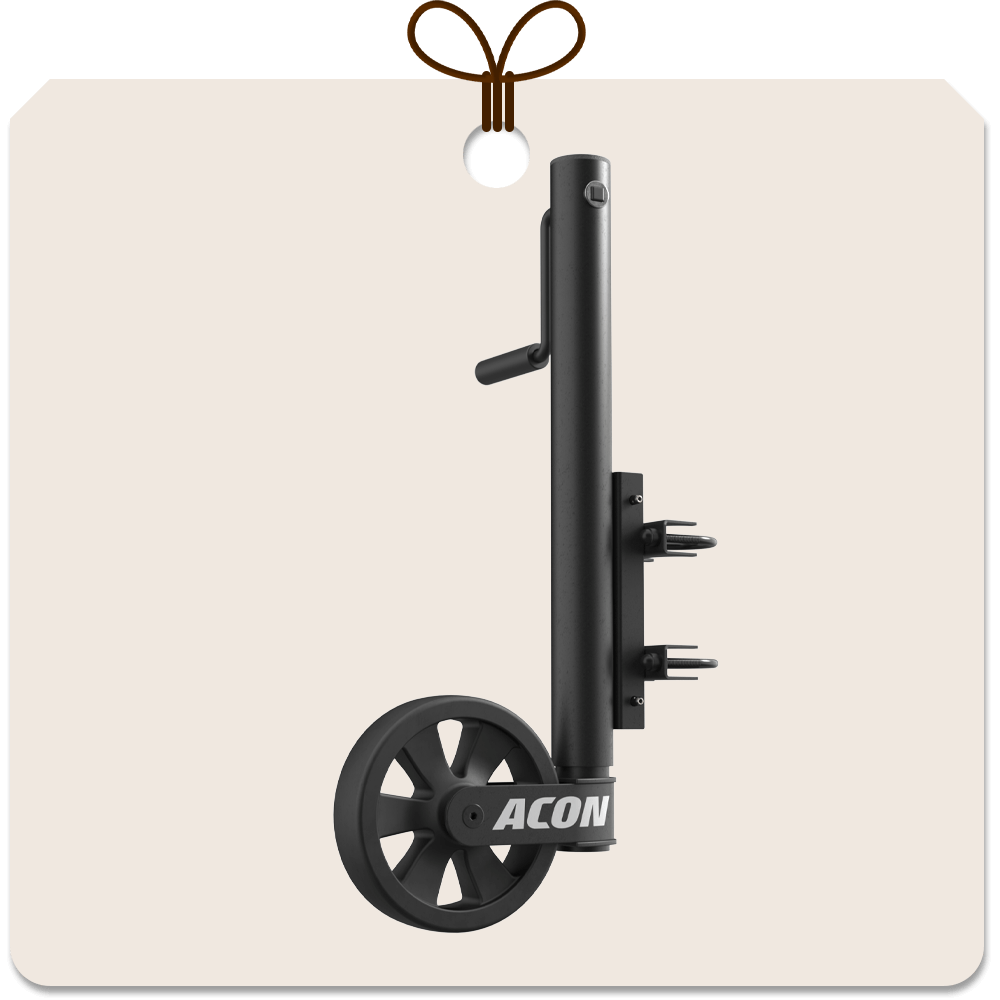 Gift package card with an image of Acon trampoline wheels.