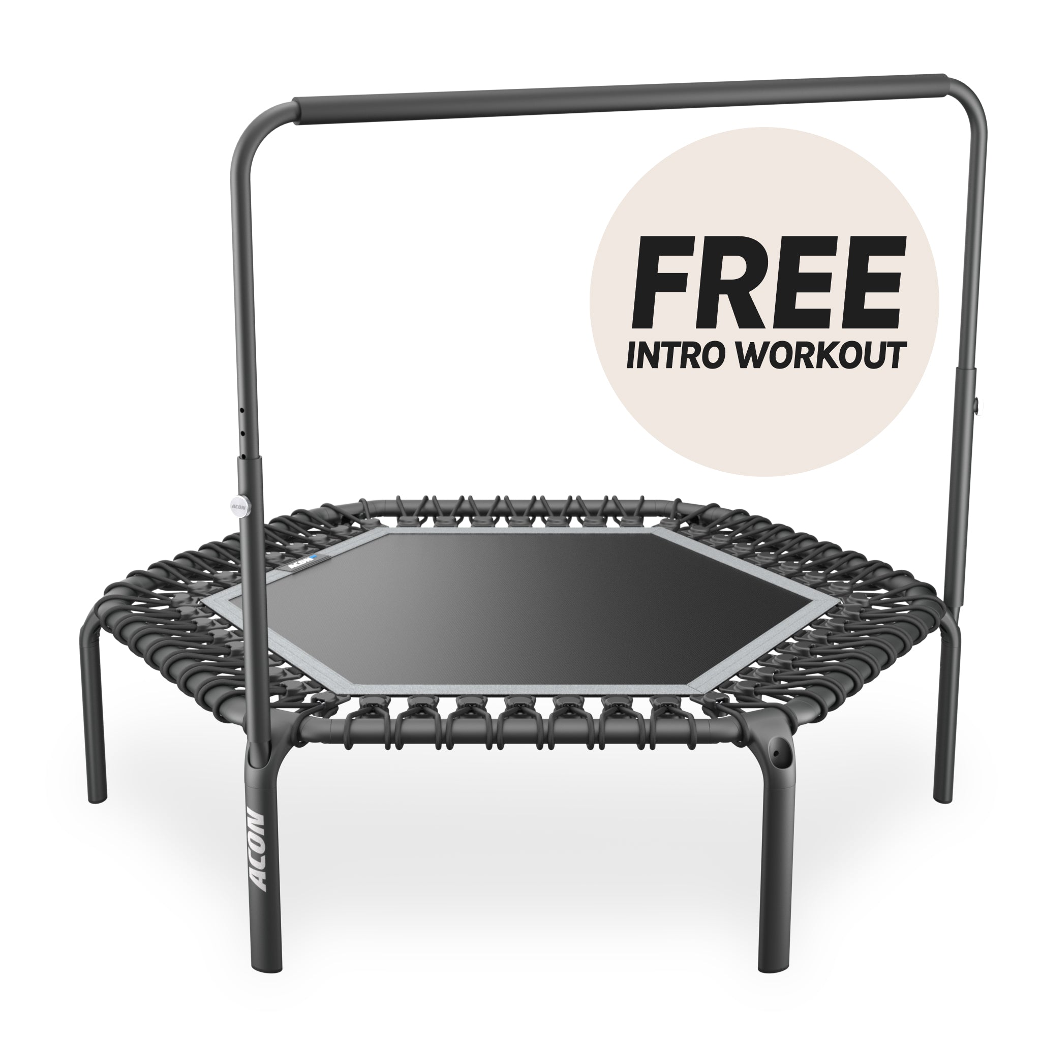 ACON Fit 44in Hexagon Rebounder with Balance Handlebar, black.