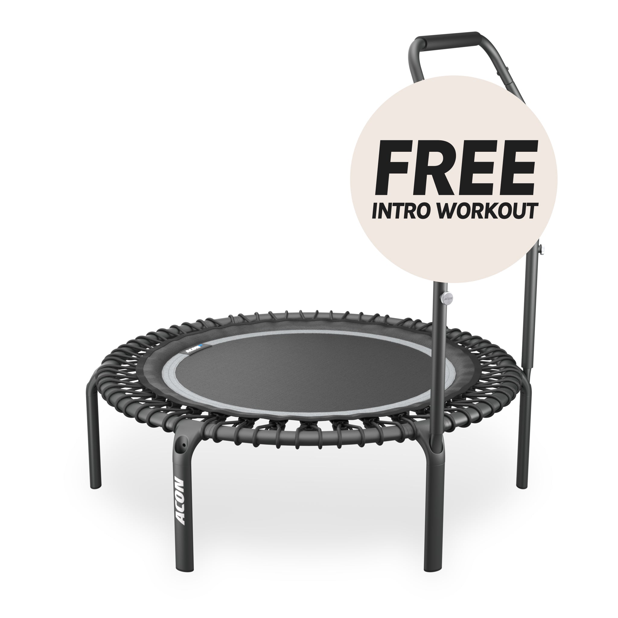 ACON Fit 44in Round Rebounder with Active Handlebar, black.
