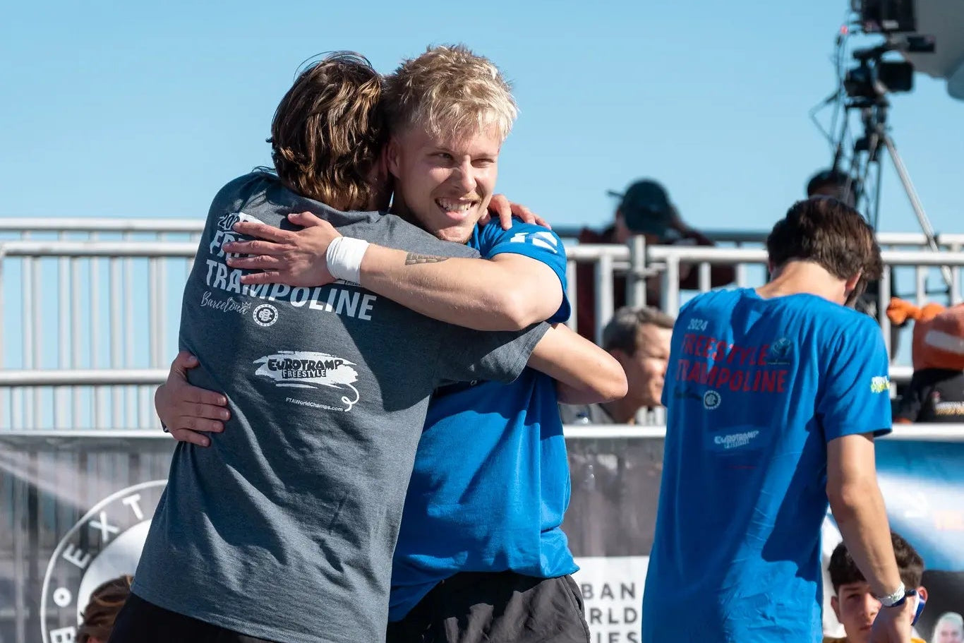 Freestyle trampoline athletes at the 2024 World Championships in Barcelona.