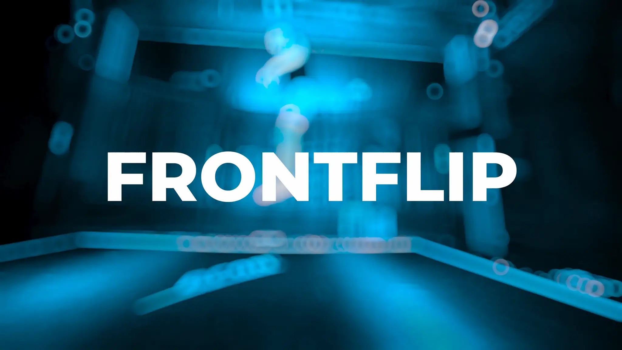 The word "FRONTFLIP" in bold white text on a dark blue background.