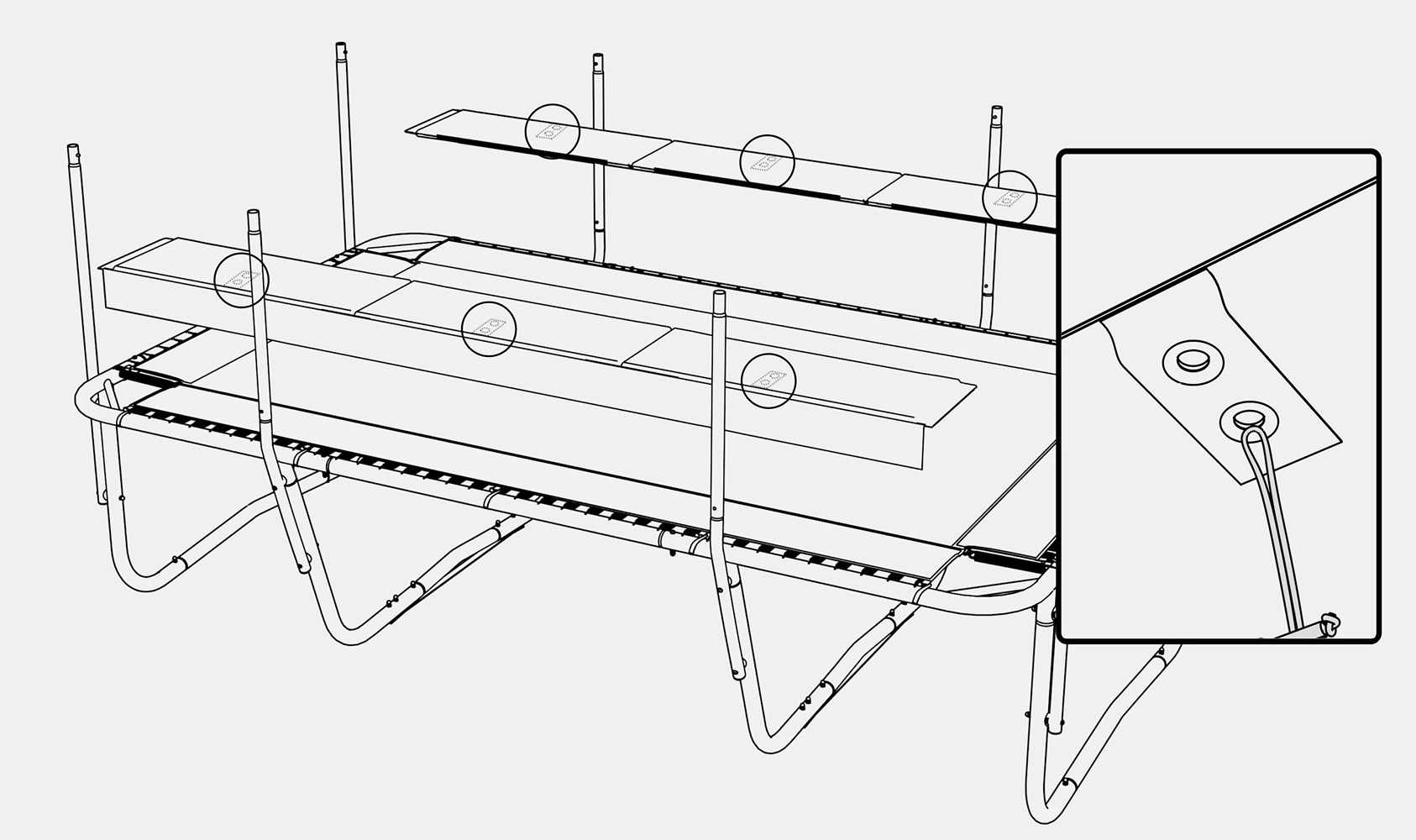 A trampoline assembly image from a manual.