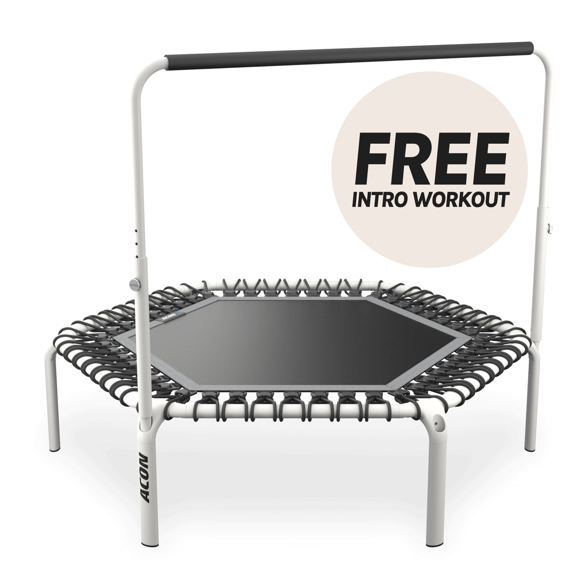 ACON Fit 44in Hexagon Rebounder with Balance Handlebar, white.