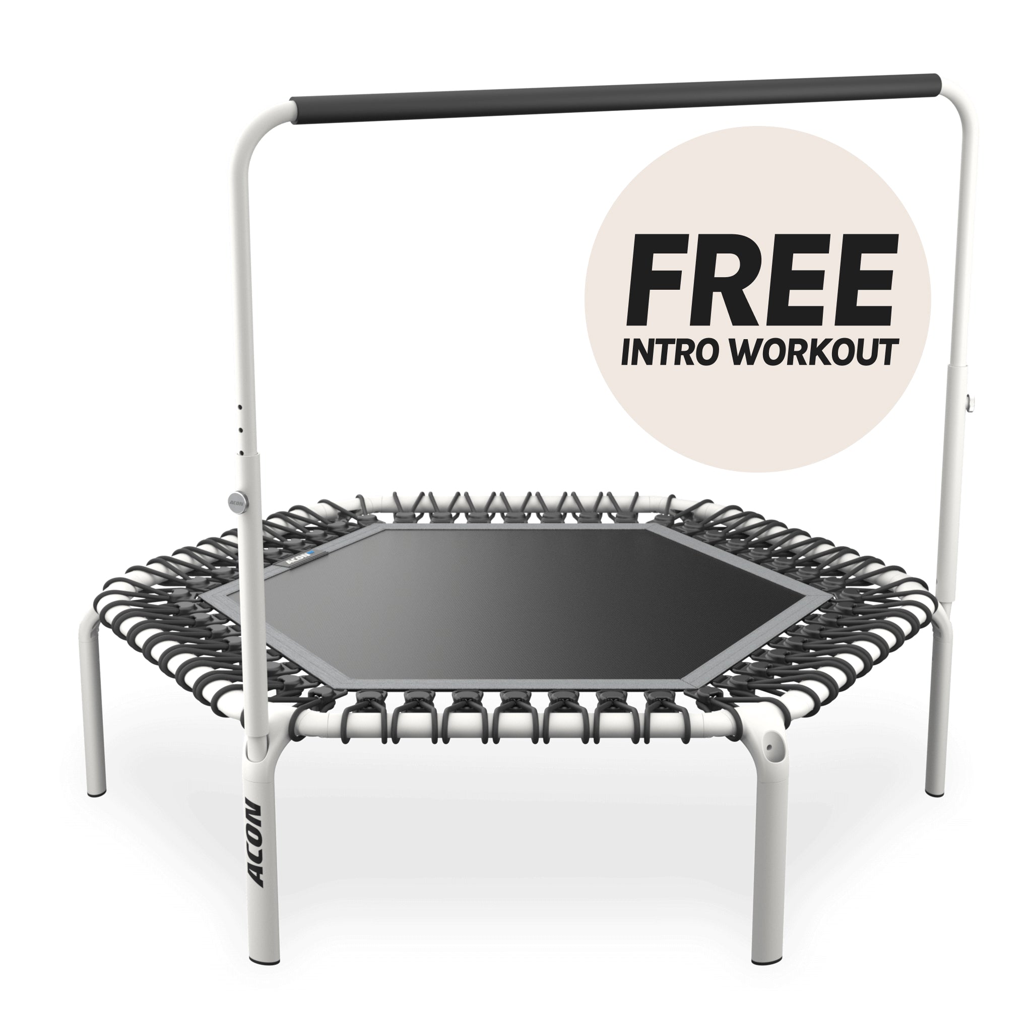 ACON Fit 44in Hexagon Rebounder with Balance Handlebar, white.