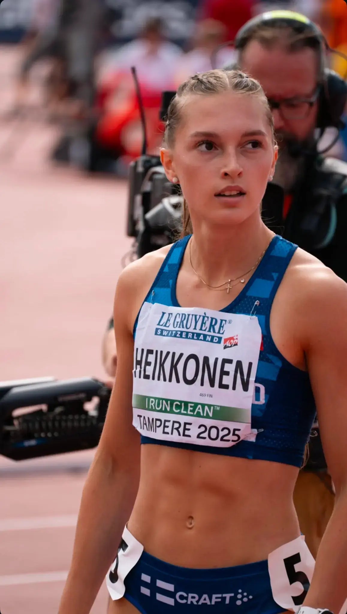 Finnish track and field athlete Mila Heikkonen at competition. 