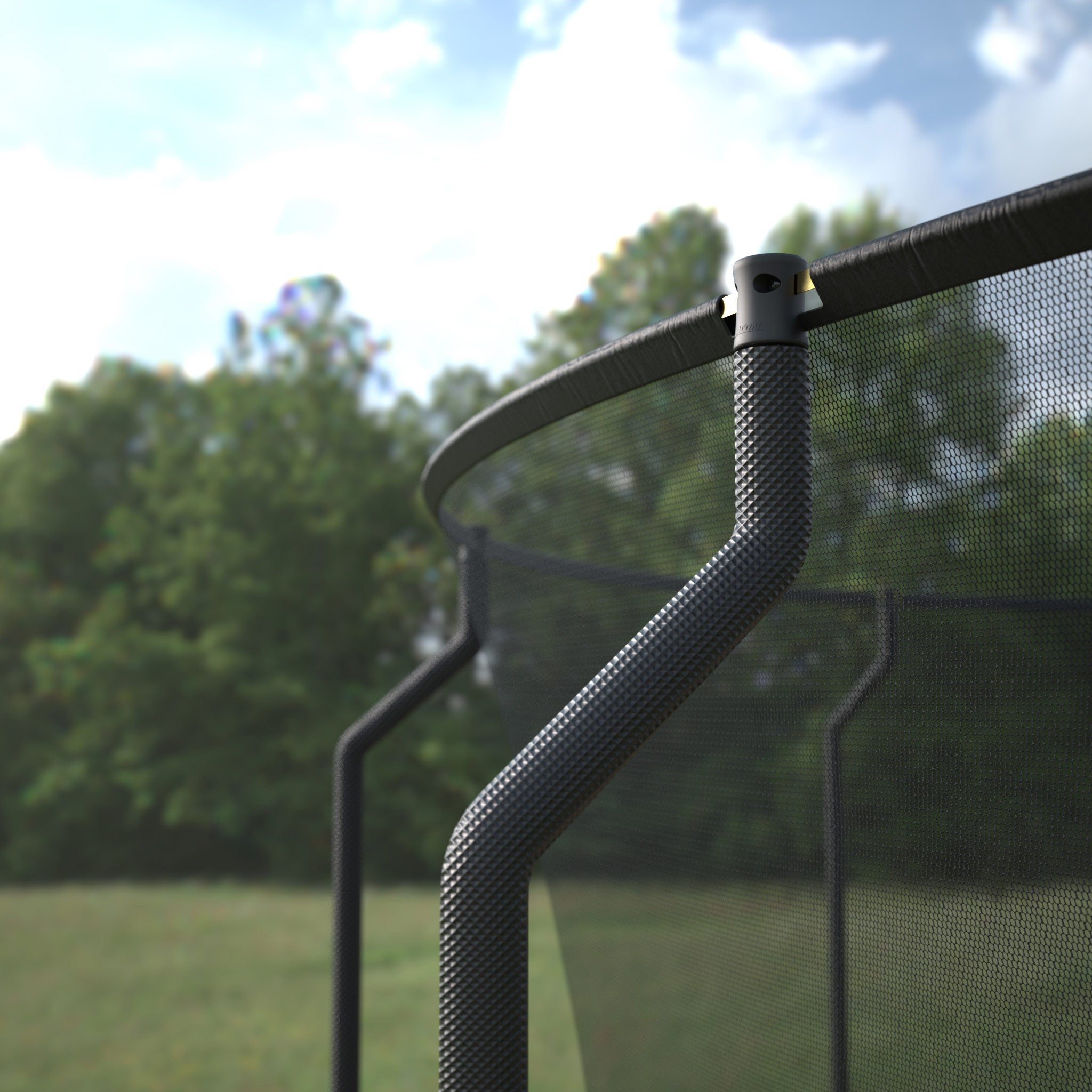 Detail of ACON Air Premium enclosure poles and top connector.