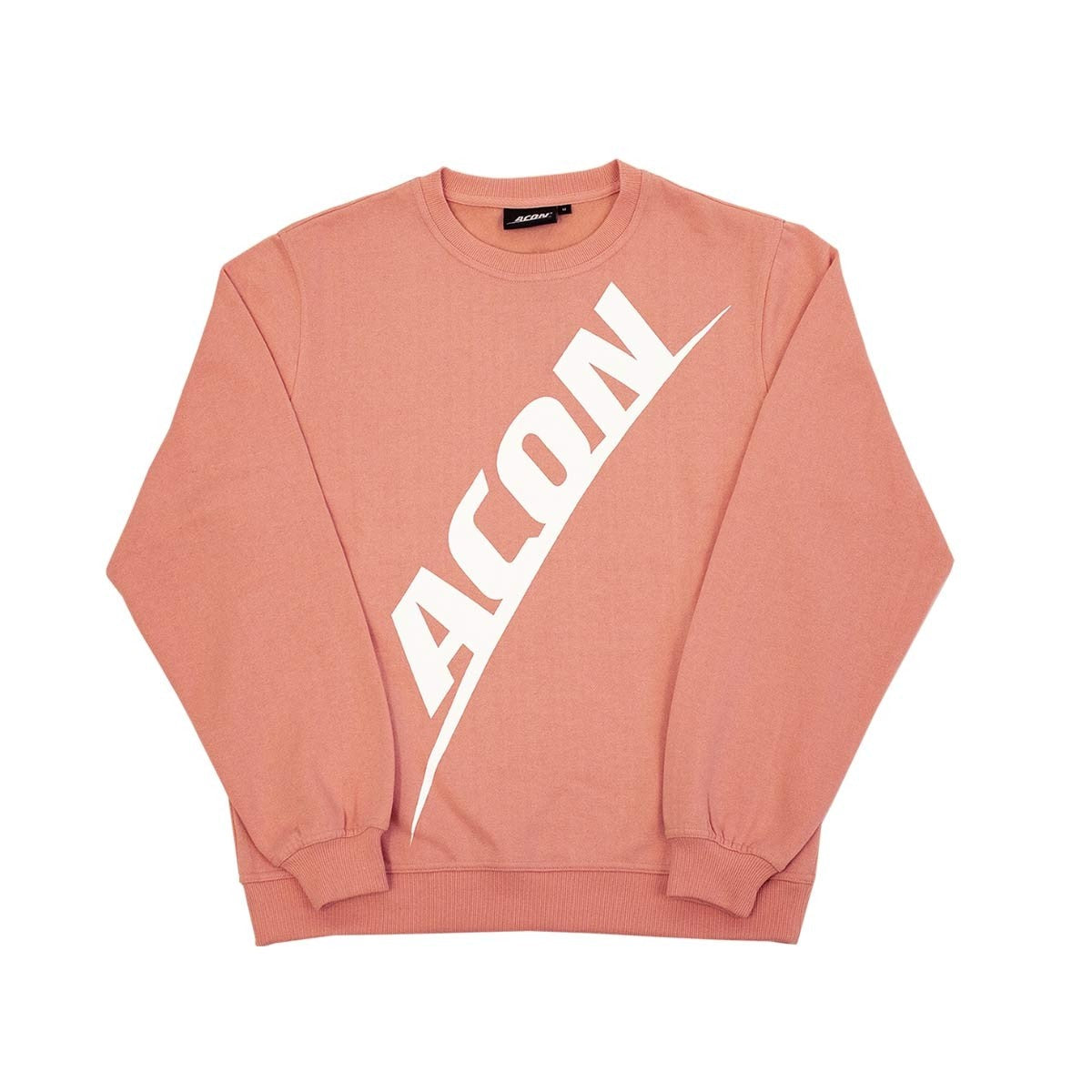 Folded ACON Sweatshirt Pink from the front on a White background.