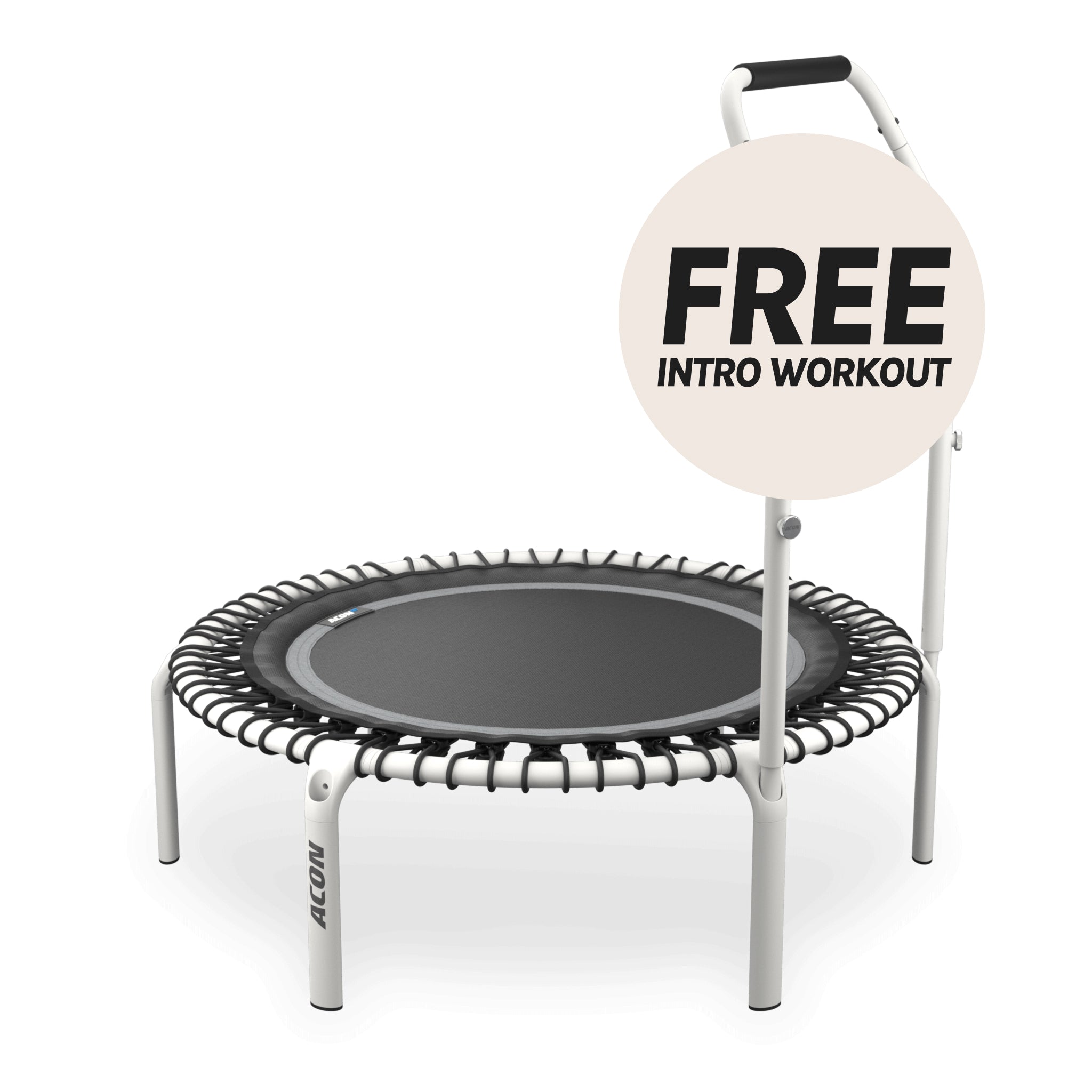 ACON Fit 44in Round Rebounder with Active Handlebar, white.