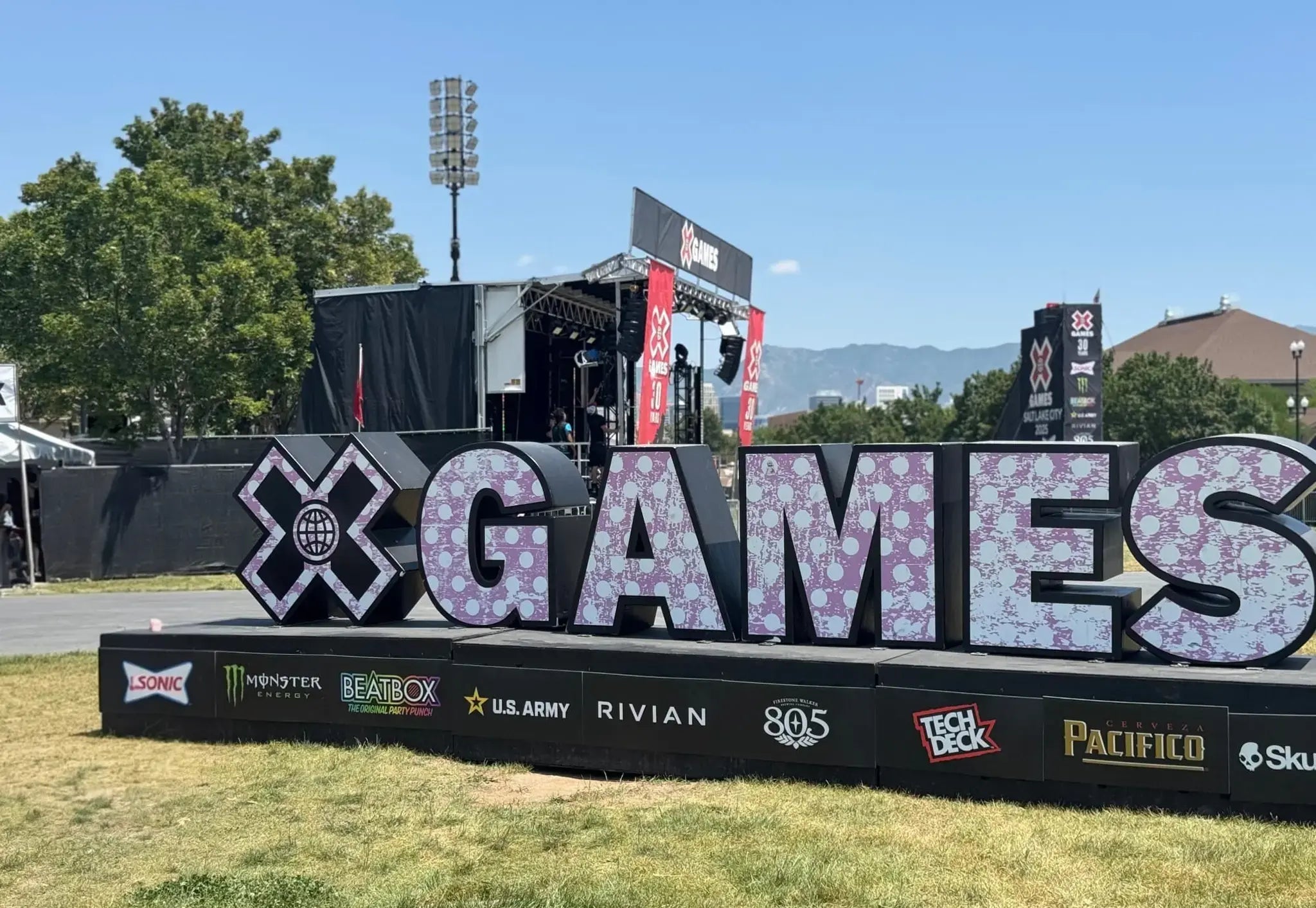 The X Games sign at the event in Salt Lake City.