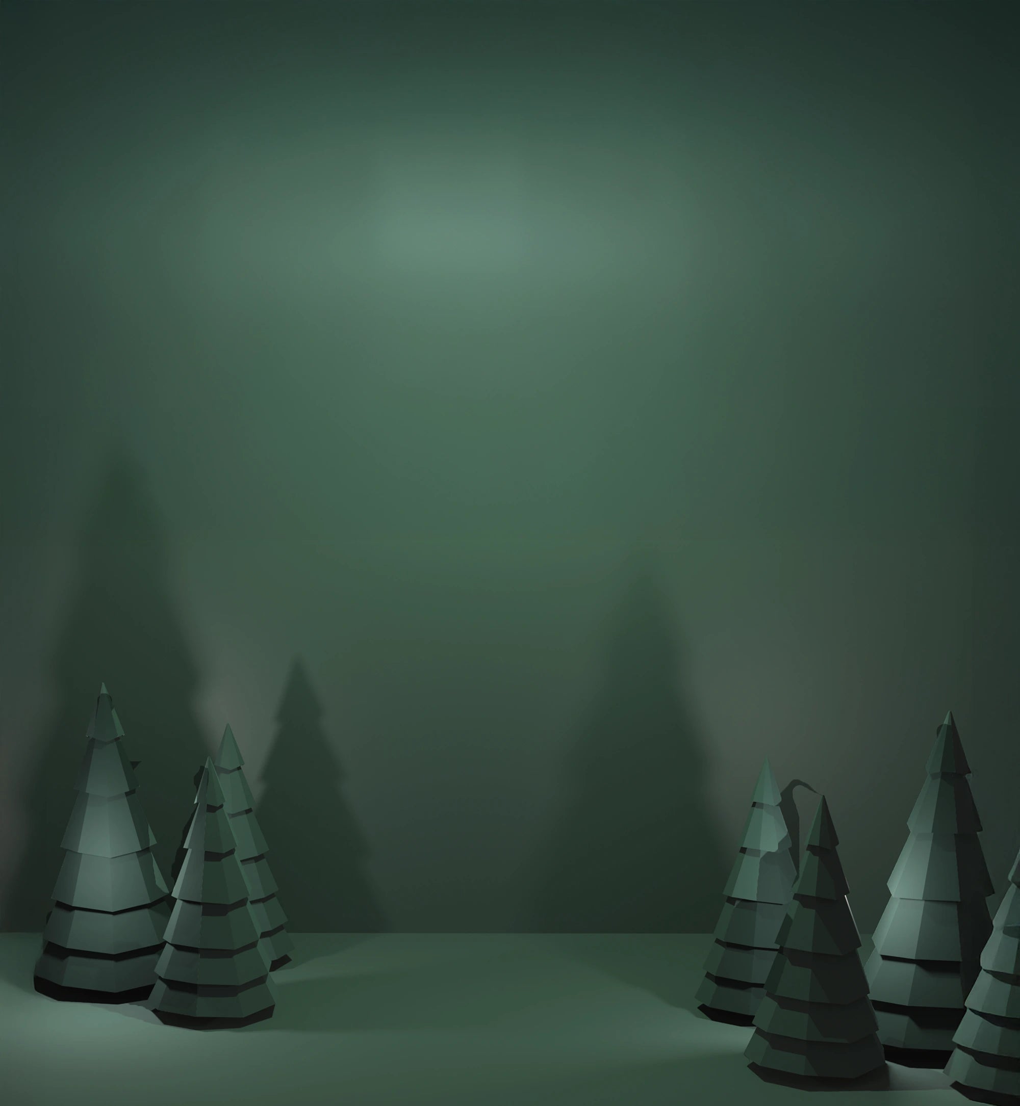 Green-toned illustration of fir trees.