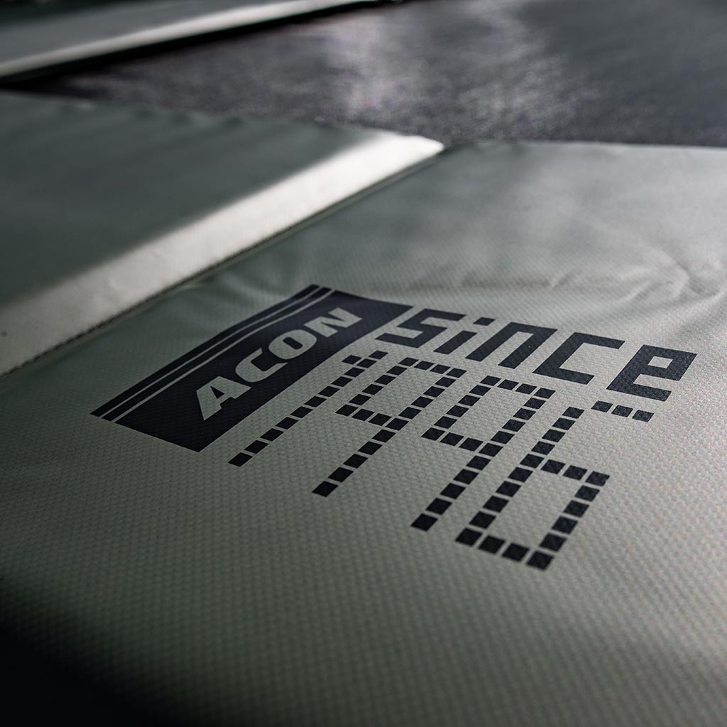 Detail of Acon Air 13 Sport HD Trampoline logo acon since 1996