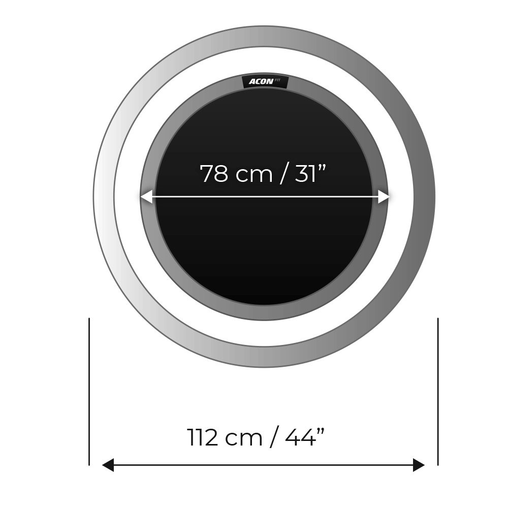 Size of ACON FIT Trampoline, Round.