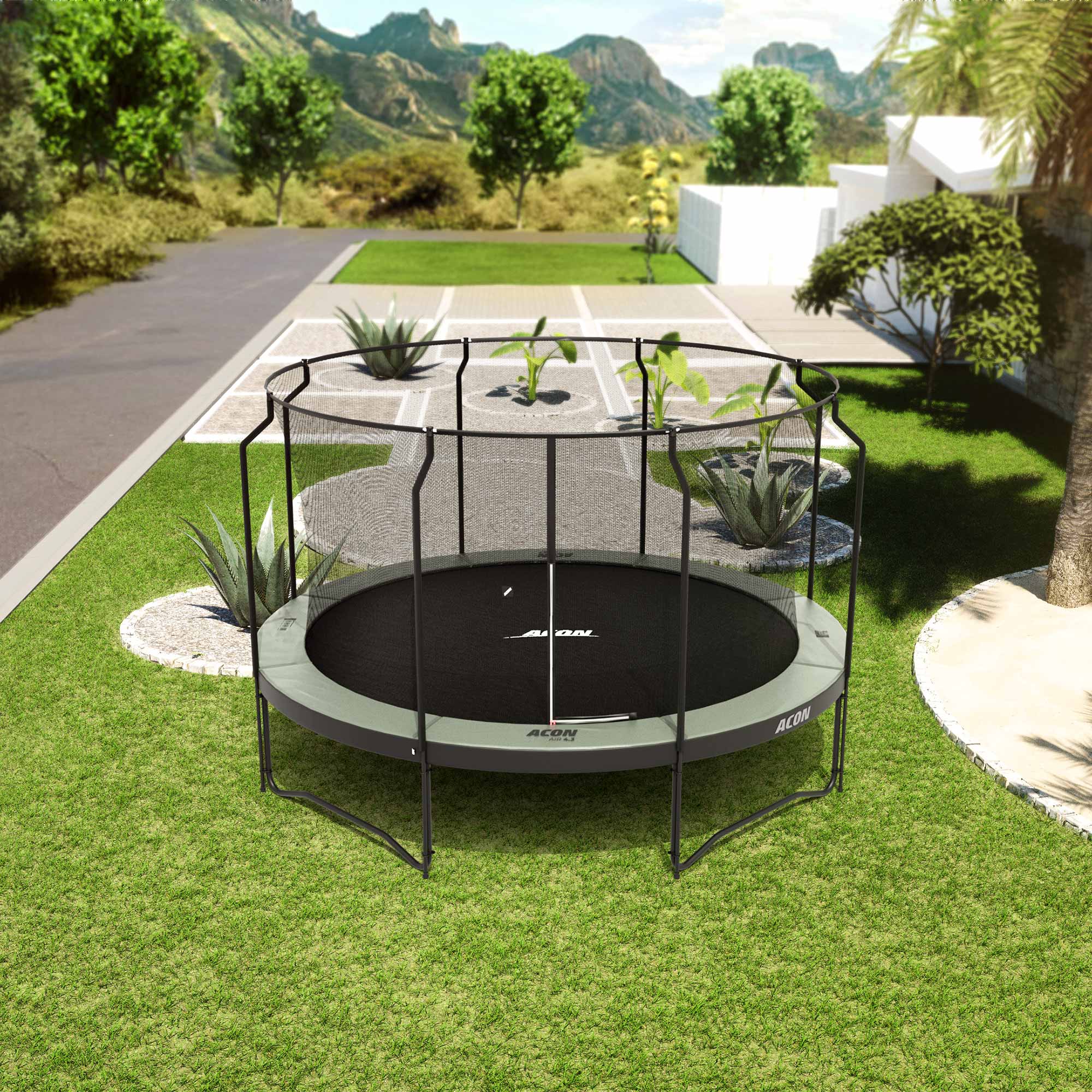 ACON Air 14ft Trampoline with Premium Enclosure in the backyard.