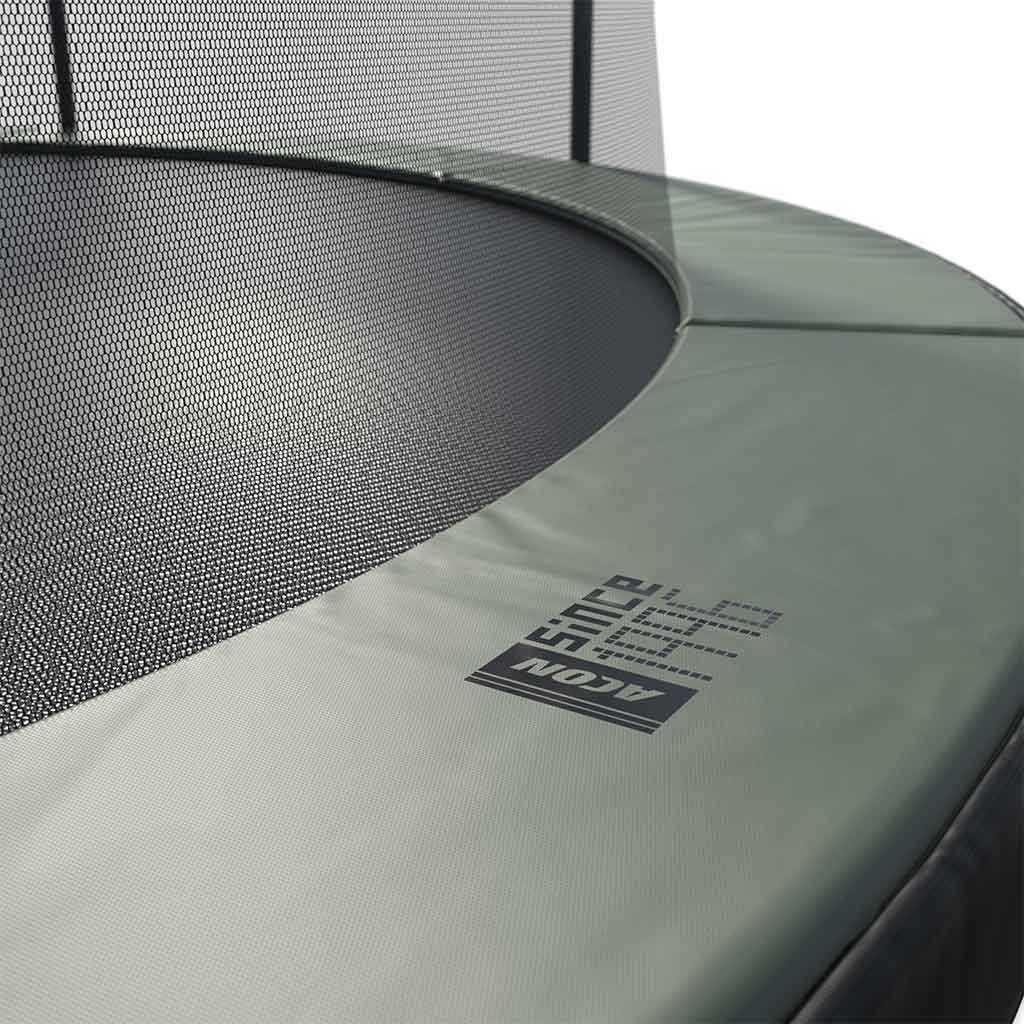 Detail of ACON Air trampoline’s safety padding logo since 1996.